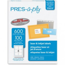 Avery® PRES-a-ply® White Labels, 3-1/3