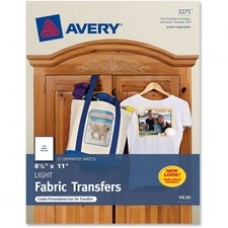 Avery® Printable T-Shirt Transfers, For Use on Light Fabrics, Inkjet Printers, 12 Paper Transfers (3275) - Letter - 8 1/2