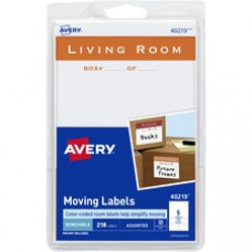 Avery® Removable Moving Labels - Removable Adhesive - Assorted - White - Paper - 5 / Sheet - 900 Total Sheets - 4500 Total Label(s) - 18 / Carton
