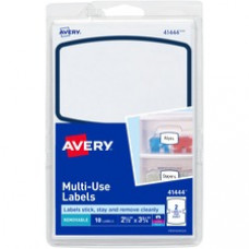 Avery® Blue Border Removable Multi-Use Labels - Removable Adhesive - Arched Rectangle - Laser, Inkjet - White, Blue - Paper - 2 / Sheet - 5 Total Sheets - 10 Total Label(s) - 18 / Carton