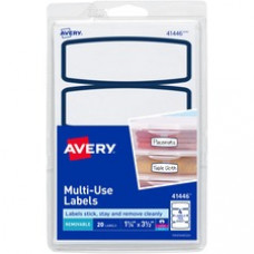 Avery® Blue Border Removable Multi-Use Labels - Removable Adhesive - Arched Rectangle - Laser, Inkjet - White, Blue - Paper - 4 / Sheet - 5 Total Sheets - 20 Total Label(s) - 18 / Carton
