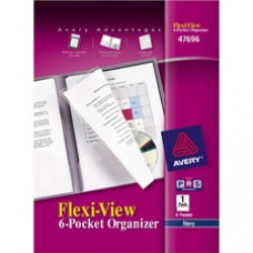 Avery® Flexi-View(R) Six-Pocket Organizer, Navy Blue, 1 Organizer (47696) - Letter - 8 1/2