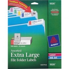 Avery® TrueBlock(R) Extra-Large File Folder Labels, Sure Feed(TM) Technology, Permanent Adhesive, Assorted Colors, 15/16
