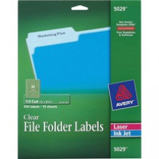 Avery® File Folder Labels, Sure Feed(TM) Technology, Permanent Adhesive, Glossy Clear, 2/3
