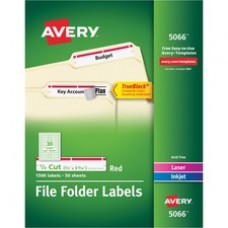 Avery® TrueBlock(R) File Folder Labels, Sure Feed(TM) Technology, Permanent Adhesive, Red, 2/3