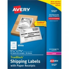Avery® Shipping Labels w/ Paper Receipts, TrueBlock(R) Technology, Permanent Adhesive, 5-1/16