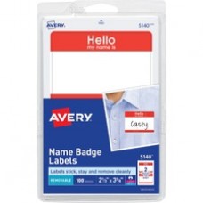 Avery® Name Badge Labels, Red Border, 2-1/3? x 3-3/8?, 100 Badges (5140) - Removable Adhesive - 