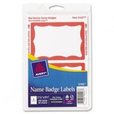 Avery® Name Badge Labels, Red Border, 2-11/32