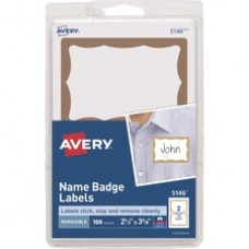 Avery® Name Badge Labels, Gold Border, 2-11/32