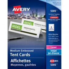 Avery® Printable Tent Cards, Embossed, Uncoated, Two-Sided Printing, 2-1/2
