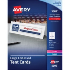 Avery® Printable Large Tent Cards, Embossed, Two-Sided Printing, 3-1/2