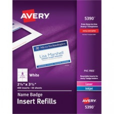 Avery® Name Badge Insert Refills, 2-1/4