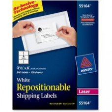 Avery® Repositionable Shipping Labels, Sure Feed(TM) Technology, Repositionable Adhesive, 3-1/3