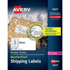 Avery® WeatherProof(TM) Mailing Labels, Permanent Adhesive, TrueBlock(R), 2