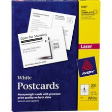 Avery® Postcards, Uncoated, Two-Sided Printing, 4-1/4" x 5-1/2", 200 Cards (5689) - 5 1/2" x 4 1/4" - Matte - 200 / Box - White