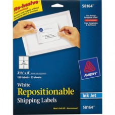 Avery® Repositionable Shipping Labels, Sure Feed(TM) Technology, Repositionable Adhesive, 3-1/3