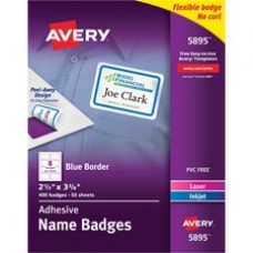 Avery® Premium Personalized Name Tags, Print or Write, Blue Border, 2-1/3