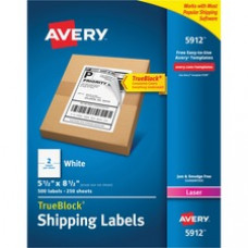 Avery® Shipping Address Labels, Laser Printers, 500 Labels, Half Sheet Labels, Permanent Adhesive, TrueBlock(R) (5912) - Permanent Adhesive - 5 1/2