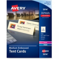 Avery® Medium Tent Cards, Embossed Ivory, Uncoated, Two-Sided Printing, 2-1/2