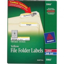 Avery® TrueBlock(R) File Folder Labels, Sure Feed(TM) Technology, Permanent Adhesive, Yellow, 2/3