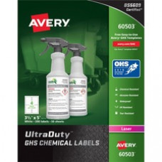 Avery® UltraDuty(R) GHS Chemical Labels for Laser Printers, Permanent Adhesive, Waterproof, UV Resistant, 3-1/2