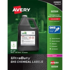 Avery® UltraDuty(R) GHS Chemical Labels for Laser Printers, Permanent Adhesive, Waterproof, UV Resistant, 4