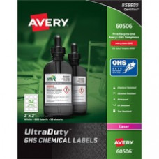 Avery® UltraDuty(R) GHS Chemical Labels for Laser Printers, Permanent Adhesive, Waterproof, UV Resistant, 2