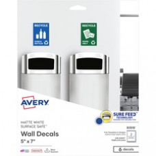 Avery® Surface Safe Wall Decals - Removable Adhesive - Rectangle - Laser, Inkjet - White - Film - 2 / Sheet - 15 Total Sheets - 30 Total Label(s) - 5 / Carton