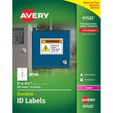 Avery® Durable ID Labels, TrueBlock(R) Technology, Permanent Adhesive, 5
