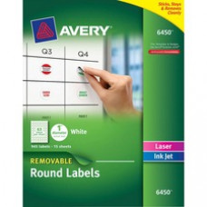 Avery® Removable Round ID Labels, Sure Feed(TM) Technology, Removable Adhesive, 1