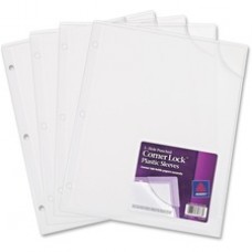 Avery® Corner Lock(R) 3-Hole Punched Plastic Sleeves, Fits 3-Ring Binders, Clear, Pack of 4 (72269) - 20 x Sheet Capacity - 3 x Holes - Ring Binder - Clear - Polypropylene, Plastic - 4 / Pack