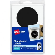 Avery® Removable Chalkboard Labels - Removable Adhesive - Round - Black - Plastic - 2 / Sheet - 4 Total Sheets - 8 Total Label(s) - 18 / Carton