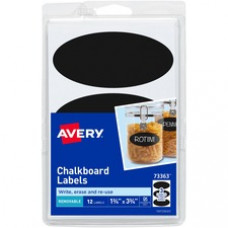 Avery® Removable Chalkboard Labels - Removable Adhesive - Oval - Black - Plastic - 3 / Sheet - 72 Total Sheets - 216 Total Label(s) - 18 / Carton
