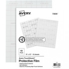 Avery® TouchGuard Protective Film Sheets - Supports Multipurpose - Rectangular - Antimicrobial, Non-toxic, Self-adhesive, Antibacterial, Durable, Removable, Anti-viral - Polyethylene Terephthalate (PET), Plastic - Clear - 10 Pack