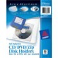 Avery® Self-Adhesive CD/DVD/Zip Pockets, 10 Pockets (73721) - 1 x CD/DVD Capacity - Clear - Vinyl - 10 / Pack