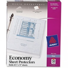 Avery® Economy Weight Sheet Protectors - For Letter 8 1/2" x 11" Sheet - Clear - Polypropylene - 50 / Box