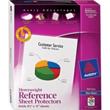Avery® Non-Glare Heavyweight Sheet Protectors - 10 x Sheet Capacity - For Letter 8 1/2" x 11" Sheet - Clear - Polypropylene - 200 / Box