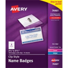 Avery® Clip Name Badges, Print or Write, 2-1/4