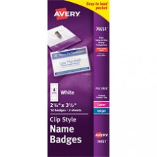 Avery® Top-Loading Garment-Friendly Clip Style Name Badges, 2-1/4