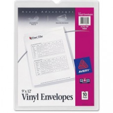 Avery® Vinyl Envelopes - 9" x 12" Sheet Size - Vinyl - Clear - 10 / Pack