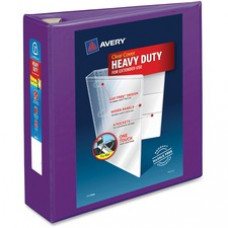 Avery® Heavy-Duty View Binders with Locking One Touch EZD Rings - 3" Binder Capacity - Letter - 8 1/2" x 11" Sheet Size - Ring Fastener(s) - 4 Internal Pocket(s) - Poly - Purple - Recycled - 1 Each