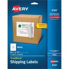Avery® Shipping Address Labels, Inkjet Printers, 25 Labels, Full Sheet Labels, Permanent Adhesive, TrueBlock(R) (8165) - Permanent Adhesive - 8 1/2