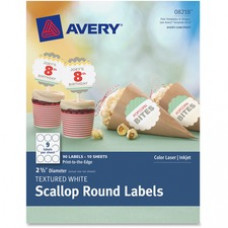Avery® Scallop Round Labels, Permanent Adhesive, Textured White, 2-1/2
