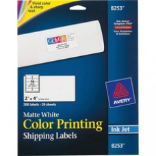 Avery® Color Printing Labels, Sure Feed(TM) Technology, Permanent Adhesive, Matte, 2