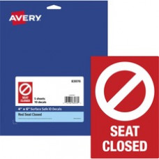 Avery® Surface Safe SEAT CLOSED Chair Decals - 10 / Pack - Seat Closed Print/Message - 4
