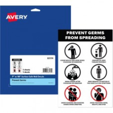 Avery® Surface Safe PREVENT GERMS Wall Decals - 5 / Pack - Prevents Germs from Spreading Print/Message - 7