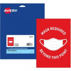 Avery® Surface Safe MASK REQUIRED Wall Decals - 5 / Pack - Mask Required Beyond This Point Print/Message - 7