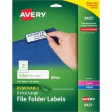 Avery® Removable Extra-Large File Folder Labels, Sure Feed(TM) Technology, Removable Adhesive, White, 15/16