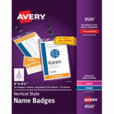 Avery® Vertical Hanging Style Name Badges - White, Black - 25 / Pack