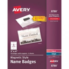 Avery® Secure Magnetic Name Badges with Durable Plastic Holders and Heavy-duty Magnets - 1 / Pack - 4